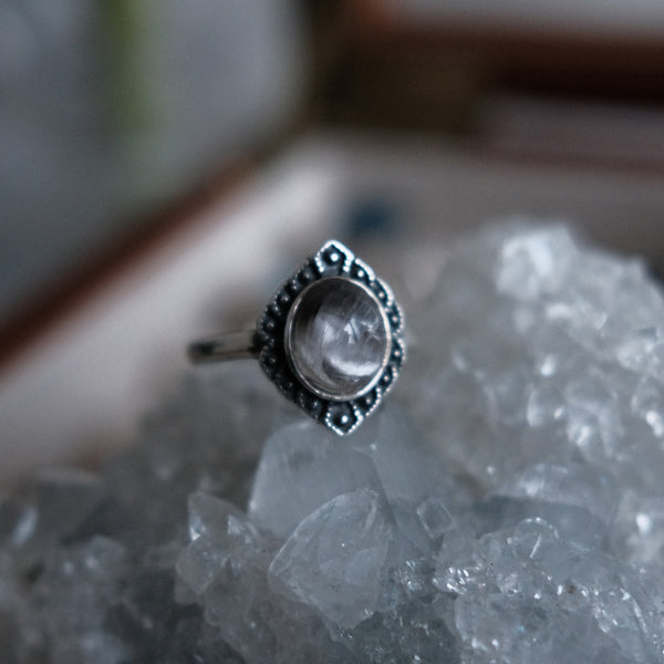 209 Platinum Silver Rutilated Quartz | handpicked ooak ring